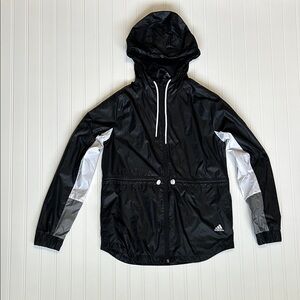 Adidas Black and White Hooded Jacket